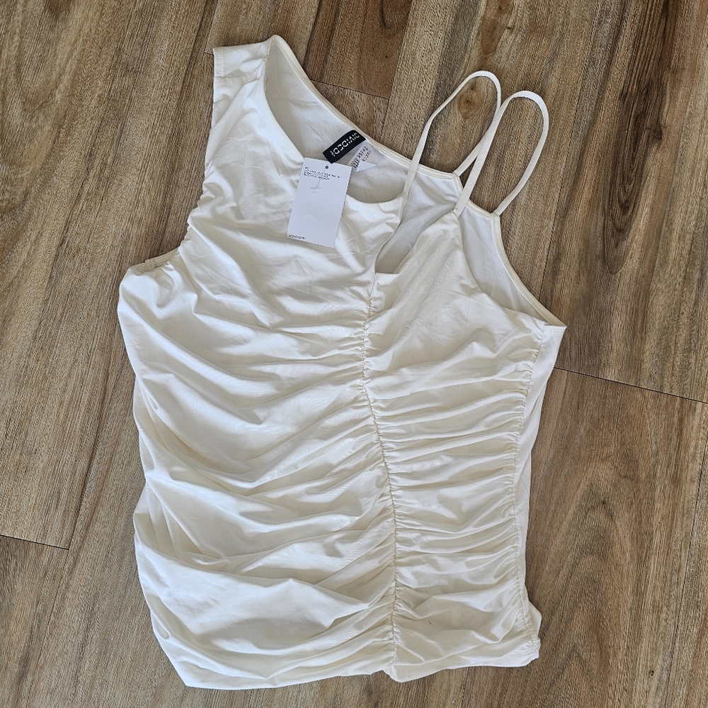 H&M White Ruched Camisole Top